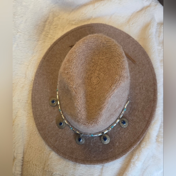 ALTAR'D STATE Tan Wool Hat with Beaded Band (One Size) - Picture 5 of 10